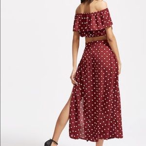 WORN ONCE/ SHEIN red polka dot two piece skirt set